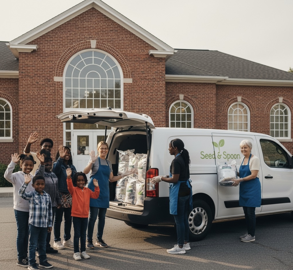 Delivery team distributing meals to community