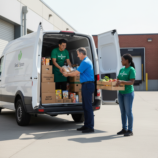Shelves of food at a local community pantry
