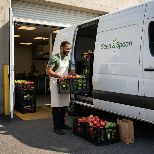 Seed & Spoon volunteers rescuing surplus food and preparing it for community distribution